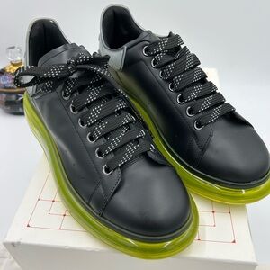 Men's Alexander, McQueen oversized leather sneakers with neon green sole size 43